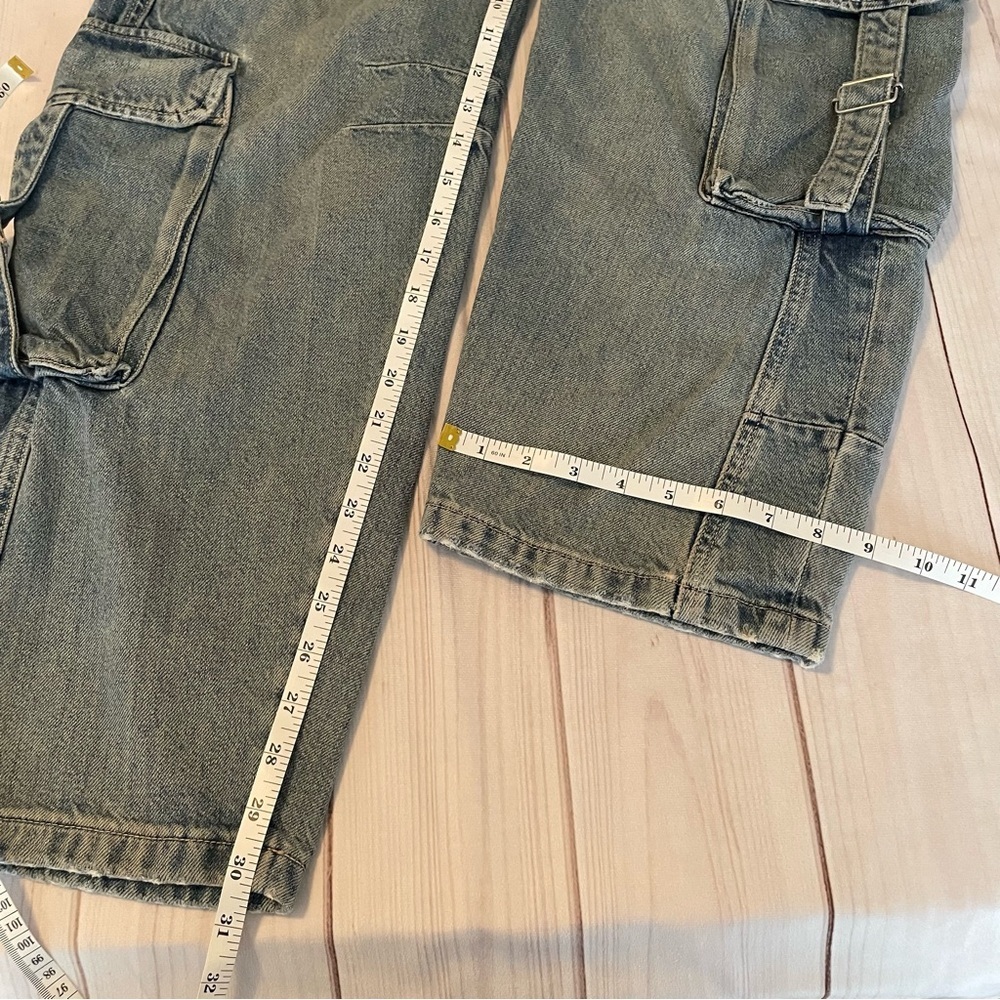 Zara Barrel Baggy Jeans Women’s 0 Blue Faded Utility Cargo Multipocket Y2K - Picture 15 of 16